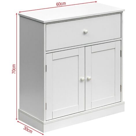 Rebecca Mobili Mobiletto Armadietto Mobile da Bagno con Cassetto 2 Ante in Legno Bianco