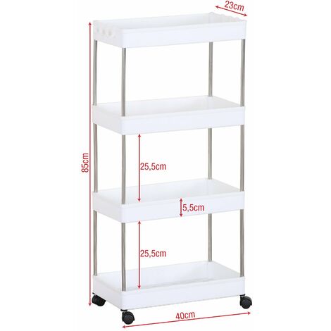 Carrello Da Cucina Relaxdays Con 3 Ripiani E Ruote - Bianco, Multiuso - Foto 3