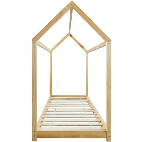 Rebecca Mobili Struttura Letto Singolo per Bambini a Forma di Casetta in  Legno Naturale 80x160