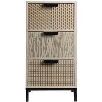 Rebecca Mobili Comodino Stile Industrial in Legno e Metallo con 3 Cassetti