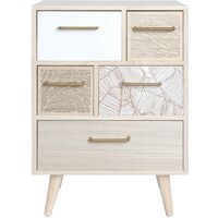 Rebecca Mobili Mobiletto Cassettiera Multiuso in Legno Chiaro con 5 Cassetti