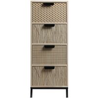 Rebecca Mobili Cassettiera con 4 Cassetti in Legno e Metallo Stile Moderno