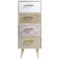 Rebecca Mobili Cassettiera Slim in Legno con 4 Cassetti Stile Boho