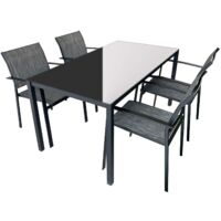Set da Pranzo da Esterno Rebecca Mobili Snobar 74x150x80 Acciaio Poliestere Grigio Scuro Nero Moderno SET 5 pz