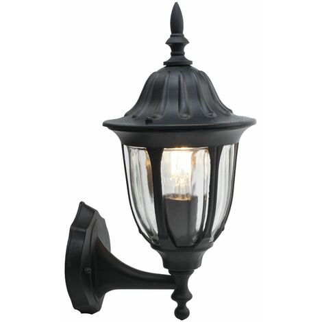 Durham - Black with Clear Glass IP44 Outdoor Lantern Style Wall Light