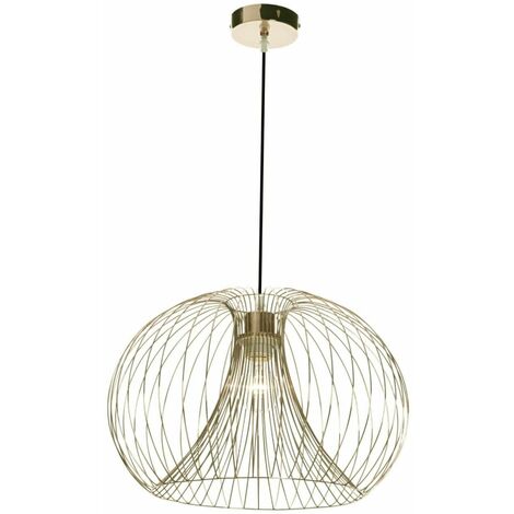 Brushed Gold Wire 42W E27 Ceiling Pendant - Satin brushed gold plate