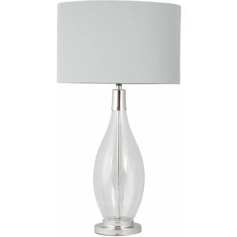 Lana Clear Glass Table Lamp With Oval, Large Clear Glass Base Table Lamp