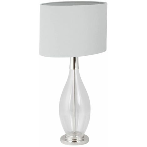 Lana Clear Glass Table Lamp With Oval, Linen Chandelier Shades Dubai