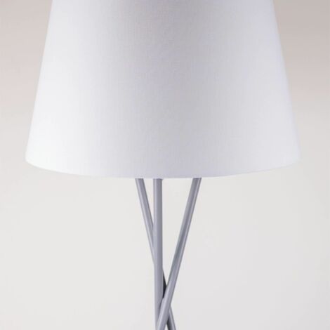 Grey Tripod Floor Lamp with White Fabric Shade