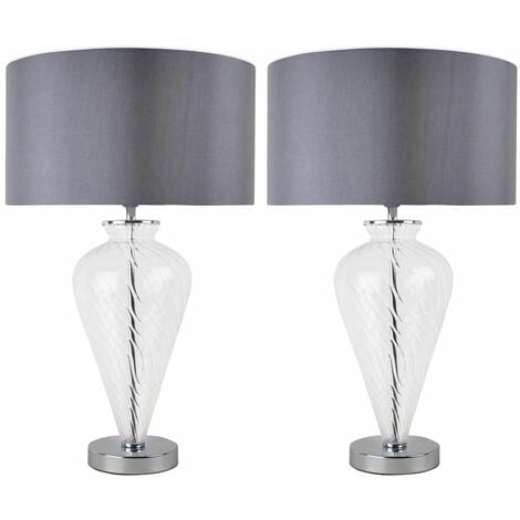 Pair Of Clear Glass Table Lamps With, Grandview Gallery Glass Table Lamp