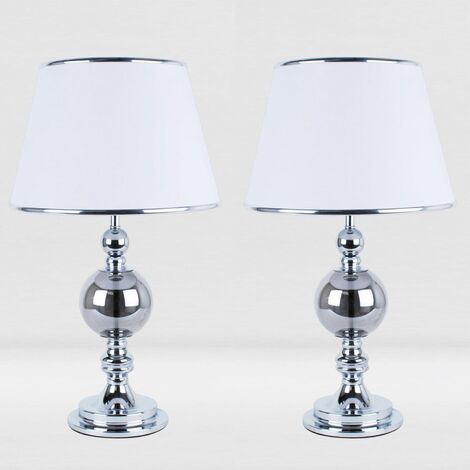 Chrome table lamps with deals white shades