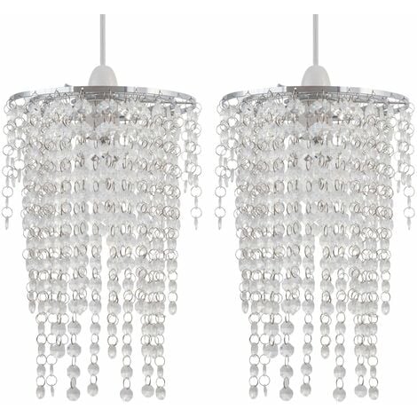Pair of Modern Polished Chrome and Clear Jewelled Easy Fit Ceiling Chandeliers 