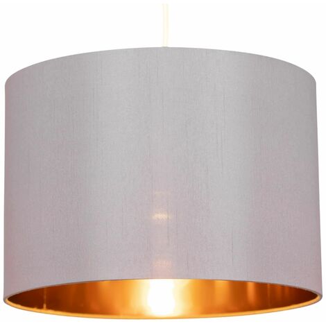 Grey Faux Silk 25cm Light Shade with Copper Inner