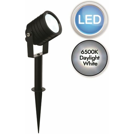 Black Aluminium LED Spot Spike Light with Inline Driver - Anodised black aluminium and frosted acrylic