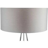 Chrome Tripod Floor Lamp with Grey Fabric Shade