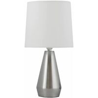 Set of Two Brushed Chrome Touch Lamps with Ivory Shades