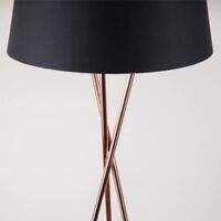 Copper Tripod Floor Lamp with Black Fabric Shade - Polished copper plate and black cotton