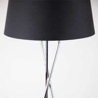Chrome Tripod Floor Lamp with Black Fabric Shade - Polished chrome plate and black cotton