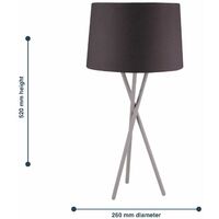 Grey Tripod Table Lamp with Black Fabric Shade