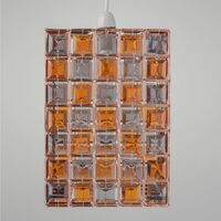 Copper Amber & Smoke Acrylic Jewelled Easy Fit Light Shade - Amber acrylic with polished copper plate detail