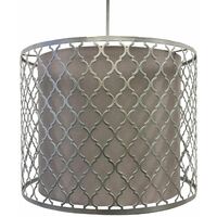 Silver Cut Out with Grey Diffuser Light Shade - Grey cotton with silver detail