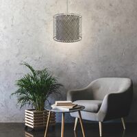 Silver Cut Out with Grey Diffuser Light Shade - Grey cotton with silver detail