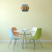 Grey with Copper Band 2 Tier Light Shade - Grey cotton with copper banding detail