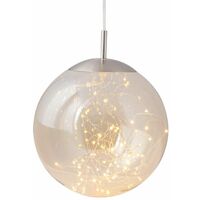 Nero - Amber Glass LED Pendant - Brushed nickel plate and amber glass
