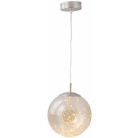 Nero - Amber Glass LED Pendant - Brushed nickel plate and amber glass