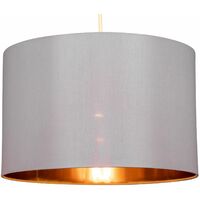 Grey Faux Silk 25cm Light Shade with Copper Inner