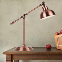 Antique Brushed Copper Lever Arm Table Lamp - Antique brushed copper plate with gloss white detail