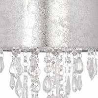 Silver Marble Affect Jewelled Light Shade - Silver marble effect cotton with clear acrylic detail