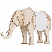 Set of 2 Elephant Table Lamps - Plywood and white PP