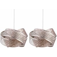 Set of 2 Morrocan Style Layered Ceiling Light Shades - Polished chrome plate