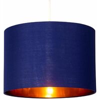 Set of 2 Navy Blue 30cm Light Shade with Gold Inner - Navy blue cotton with gold inner detail