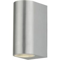 Drayton - Brushed Aluminium Outdoor Twin Wall Light - Brushed aluminium and clear glass