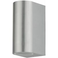 Drayton - Brushed Aluminium Outdoor Twin Wall Light - Brushed aluminium and clear glass