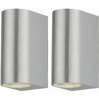 Set of 2 Drayton - Brushed Aluminium Outdoor Twin Wall Lights - Brushed aluminium and clear glass