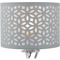 Chrome Tripod Table Lamp with Grey Laser Cut Shade