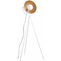 Industrial Style White Tripod Floor Lamp - White with gold detail