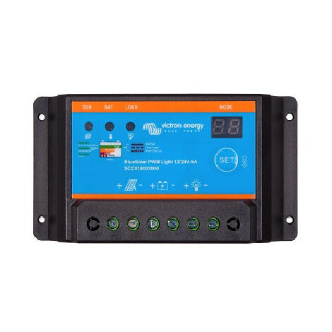 Victron – Régulateur solaire PWM-Light 5A 12-24V – Sortie programmable pour contrôle éclairage nocturne – Protection surcharge et court-circuit