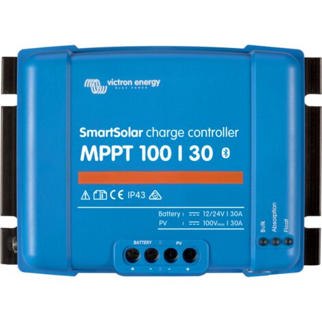 Régulateur solaire MPPT 100/30 – Courant 30A – Tension 12/24V – Bluetooth pour suivi via VictronConnect – Protection IP43