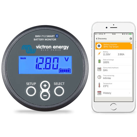 Victron – Moniteur de batterie BMV-712 Smart – Bluetooth intégré – Précision ±0,1% – Historique cycles de charge/décharge – Pour systèmes solaires et marins