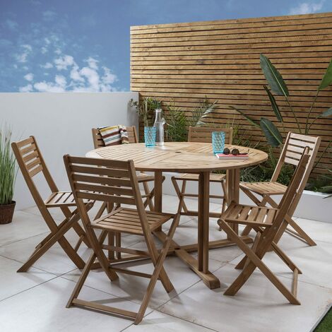 Casey wooden garden furniture - 6 seater outdoor dining set - Natural
