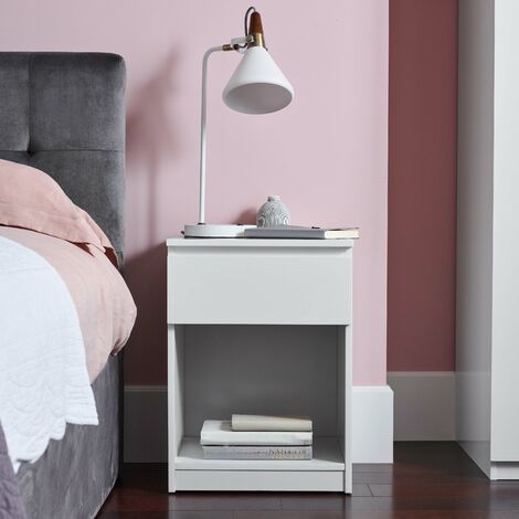 Clemmie bedside table - high gloss - white - white