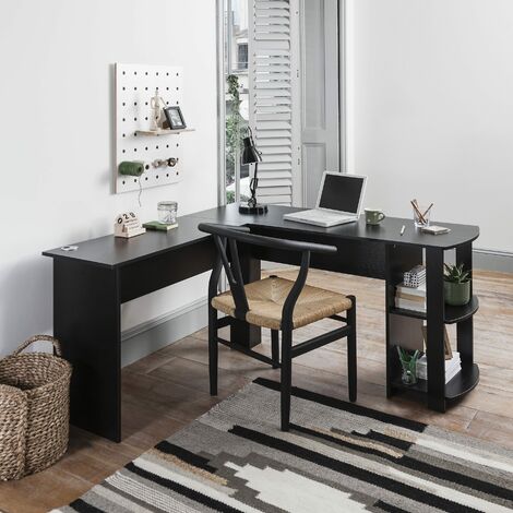 Essie L shaped desk in black - Black