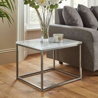 Jay coffee table and side table set - marble effect and chrome - Marble
