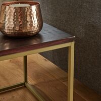 Jay coffee table and side table set - walnut effect and brass - Walnut