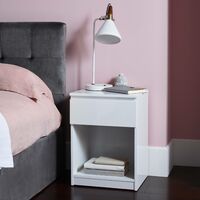 Clemmie bedside table - high gloss - white - white