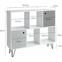 Anderson cube storage unit - White with grey cupboards - White/ grey
